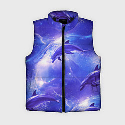 Женский жилет Дельфины в волшебном море паттерн, цвет: 3D-черный