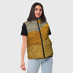 Женский жилет Золотые волны на сером текстура, цвет: 3D-светло-серый — фото 2