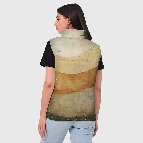 Женский жилет Бежево-золотые полосы с блестками / 3D-Светло-серый – фото 4
