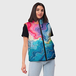 Женский жилет Абстрактные волны в мраморном стиле, цвет: 3D-светло-серый — фото 2