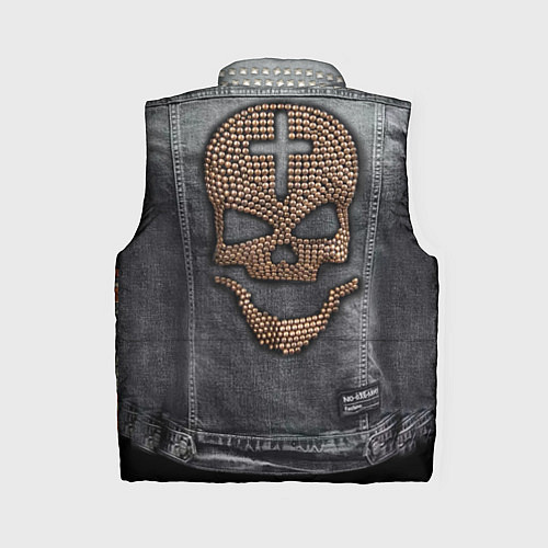 Женский жилет Джинсовка с черепом и татуировкой дракона / 3D-Светло-серый – фото 2