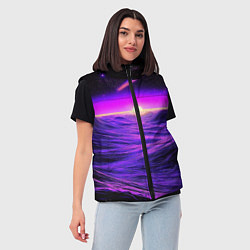 Женский жилет Космический пейзаж и комета, цвет: 3D-черный — фото 2