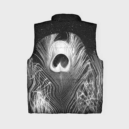 Женский жилет Изогнутые белые перья павлина - чб иллюстрация / 3D-Светло-серый – фото 2