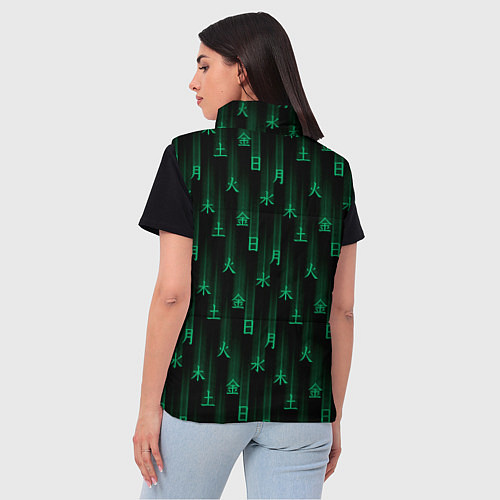 Женский жилет Паттерн с днями недели зелеными иероглифами / 3D-Светло-серый – фото 4