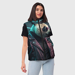 Женский жилет Cyberpunk panda, цвет: 3D-черный — фото 2