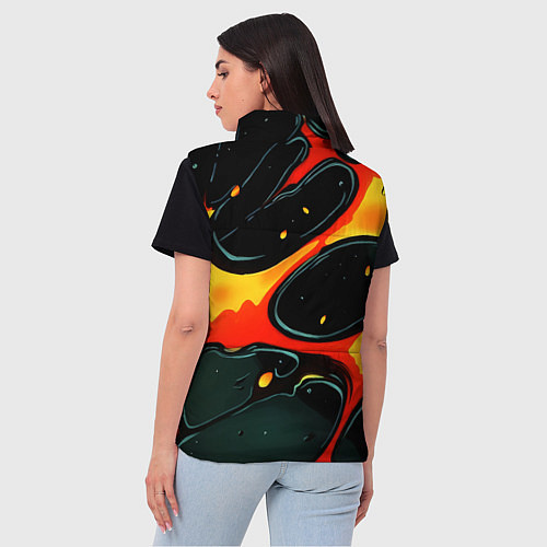 Женский жилет Оранжевые разломы текстура / 3D-Светло-серый – фото 4