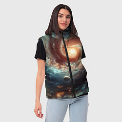 Женский жилет Далёкая неоновая галактика - нейросеть, цвет: 3D-красный — фото 2