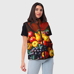 Женский жилет Фруктовый натюрморт, цвет: 3D-черный — фото 2