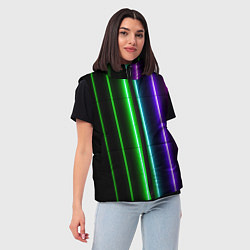 Женский жилет Neon lines, цвет: 3D-черный — фото 2