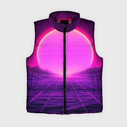 Женский жилет Синтвейв ретровейв неоновый узор и солнце