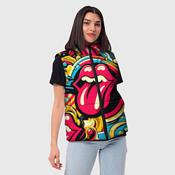 Женский жилет Rolling Stones logo - pop art pattern, цвет: 3D-светло-серый — фото 2