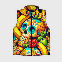 Женский жилет Colorfull skulls and bananas - pop art pattern