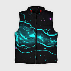 Женский жилет Голубые неоновые волны текстура, цвет: 3D-красный