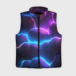 Женский жилет Синие и фиолетовые молнии в разломе, цвет: 3D-красный