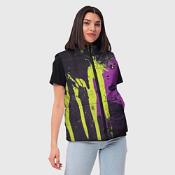 Женский жилет Желтая и фиолетовая краска на черном, цвет: 3D-красный — фото 2