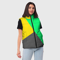 Женский жилет Жёлто-серо-зелёный трёхцветный, цвет: 3D-черный — фото 2