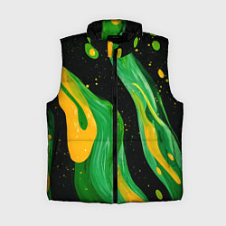 Женский жилет Зелено-желтая краска на черном, цвет: 3D-черный