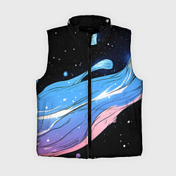 Женский жилет Синяя волна на черном - текстура