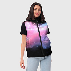 Женский жилет Розово-голубое облако на черном фоне, цвет: 3D-красный — фото 2