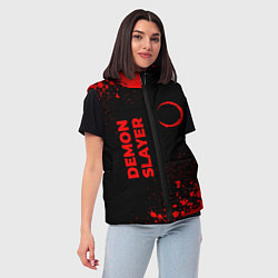 Женский жилет Demon Slayer - red gradient вертикально, цвет: 3D-черный — фото 2