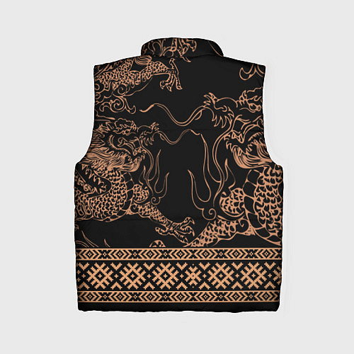Женский жилет Золотой дракон с узорами славянскими / 3D-Светло-серый – фото 2