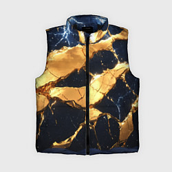 Женский жилет Золотая текстура на синем