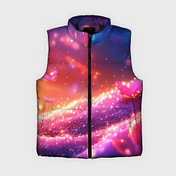 Женский жилет Фиолетовые и красные оттенки текстура, цвет: 3D-черный