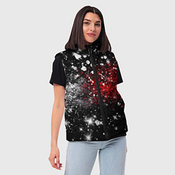 Женский жилет Бело-красные блестяшки на черном, цвет: 3D-черный — фото 2