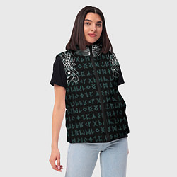 Женский жилет Руны и татуировки викингов, цвет: 3D-черный — фото 2