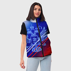 Женский жилет Герб России и градиент бело-сине-красный, цвет: 3D-черный — фото 2