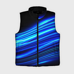 Женский жилет Синие неоновые линии краски, цвет: 3D-черный
