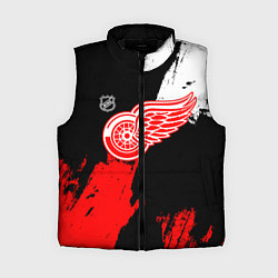 Женский жилет Детройт Ред Уингз - брызги краска на черном фоне, цвет: 3D-черный