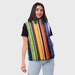 Женский жилет Разноцветная полоска, цвет: 3D-черный — фото 2