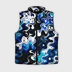 Женский жилет Абстракция разлитые краски чёрно-сине-белый, цвет: 3D-черный