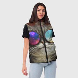 Женский жилет A Cat with multicolored glasses, цвет: 3D-черный — фото 2