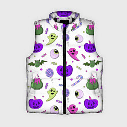 Женский жилет Halloween purple pumpkin pattern, цвет: 3D-черный