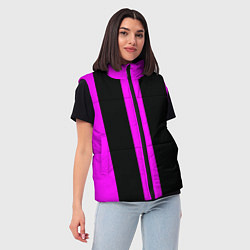 Женский жилет Color black pink lines, цвет: 3D-черный — фото 2