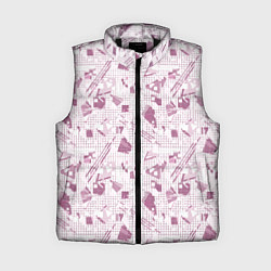 Женский жилет Мемфис бордовый на белом геометрический клетчатый