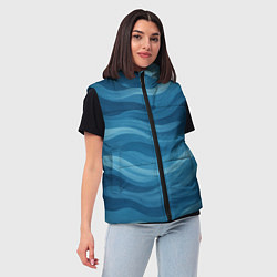 Женский жилет Камуфляжные синие волны, цвет: 3D-черный — фото 2