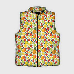 Женский жилет Ягоды и фрукты паттерн, цвет: 3D-черный