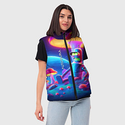 Женский жилет Робот-сгибальщик Бендер находится под неоновым мух, цвет: 3D-черный — фото 2