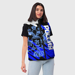 Женский жилет Россия чёрно-синий штрихи, цвет: 3D-черный — фото 2