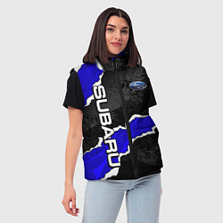 Женский жилет Subaru - синий разрыв, цвет: 3D-черный — фото 2