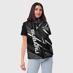 Женский жилет Subaru - черный и белый, цвет: 3D-черный — фото 2