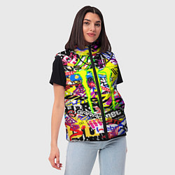 Женский жилет Monster energy бренды стикеры, цвет: 3D-черный — фото 2