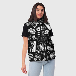 Женский жилет Retro gamer pattern, цвет: 3D-черный — фото 2
