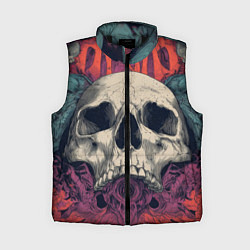 Женский жилет Металл арт - хардкор - череп, цвет: 3D-черный