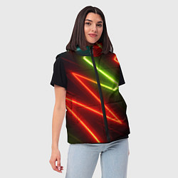 Женский жилет Неоновые разноцветные кислотные линии, цвет: 3D-черный — фото 2
