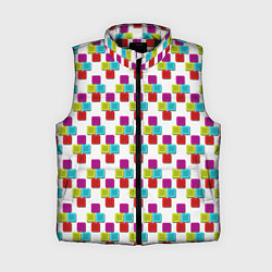 Женский жилет Цветные блоки на белом, цвет: 3D-черный