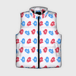 Женский жилет Голубые и красные варежки